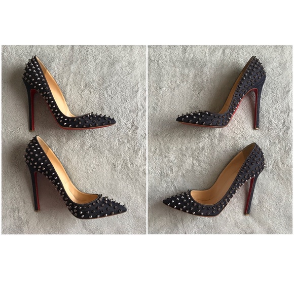 Christian Louboutin Pigalle Studded Denim Pumps - Picture 4 of 16